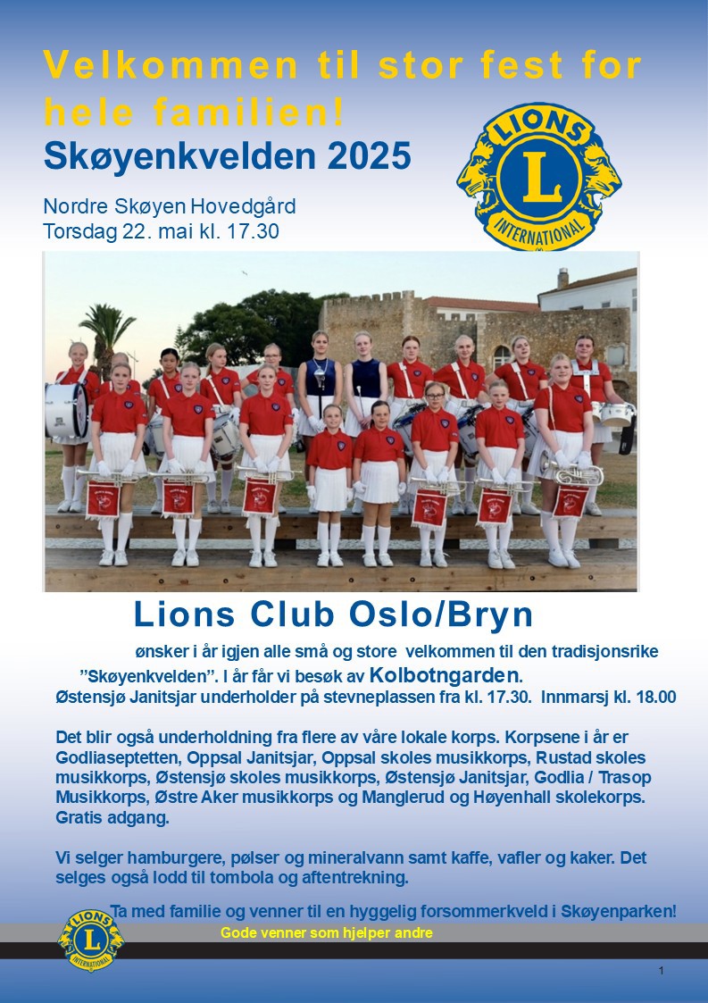 Velkommen til  Skøyenkvelden torsdag 22. mai 2025 